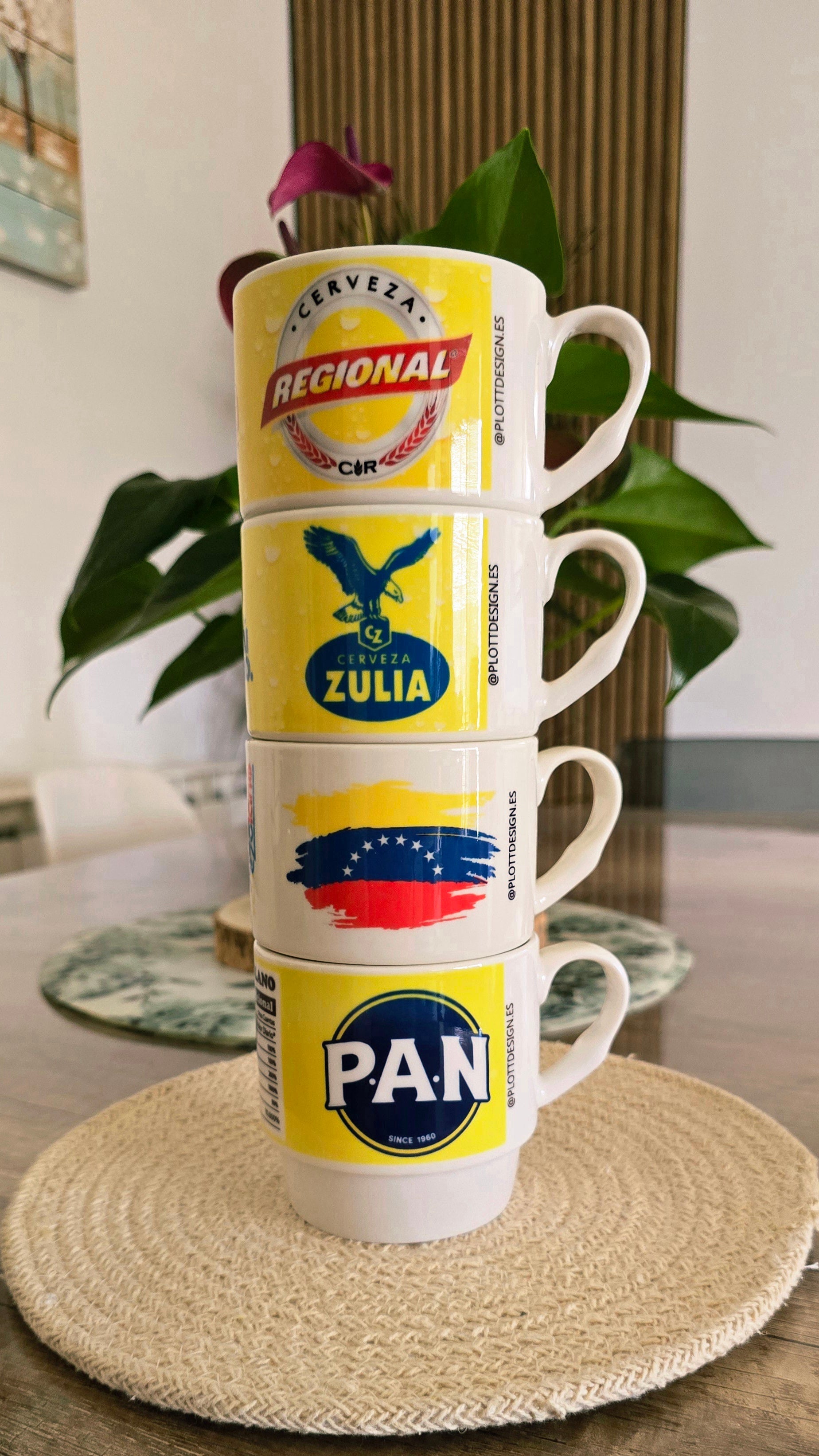Pack Tazas cerveza regional, zulia, bandera y harina pan
